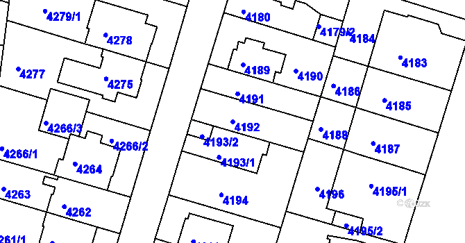 Parcela st. 4192 v KÚ Žabovřesky, Katastrální mapa