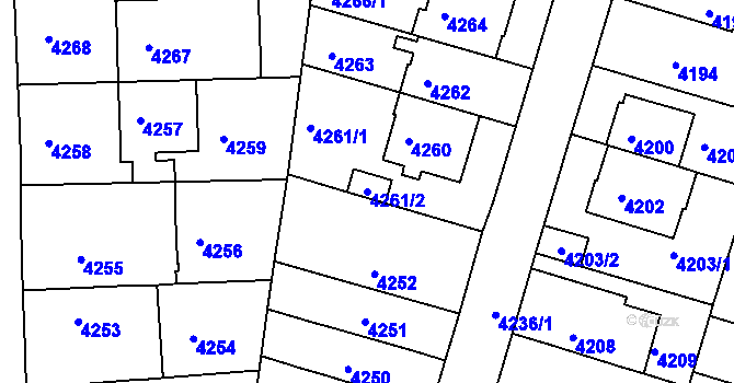 Parcela st. 4261/2 v KÚ Žabovřesky, Katastrální mapa