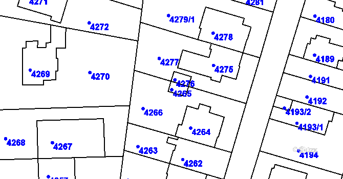 Parcela st. 4265 v KÚ Žabovřesky, Katastrální mapa