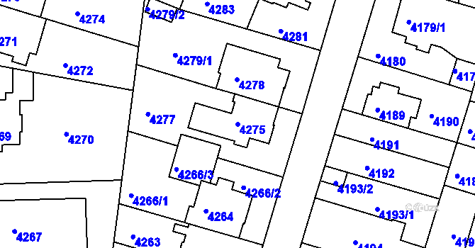 Parcela st. 4275 v KÚ Žabovřesky, Katastrální mapa