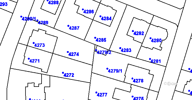Parcela st. 4279/2 v KÚ Žabovřesky, Katastrální mapa