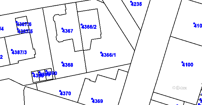 Parcela st. 4366/1 v KÚ Žabovřesky, Katastrální mapa