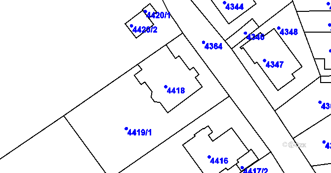 Parcela st. 4418 v KÚ Žabovřesky, Katastrální mapa