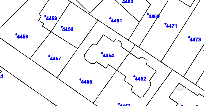 Parcela st. 4454 v KÚ Žabovřesky, Katastrální mapa