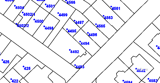 Parcela st. 4494 v KÚ Žabovřesky, Katastrální mapa