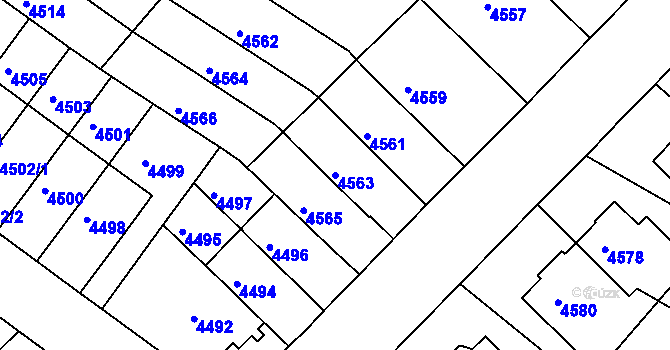 Parcela st. 4563 v KÚ Žabovřesky, Katastrální mapa