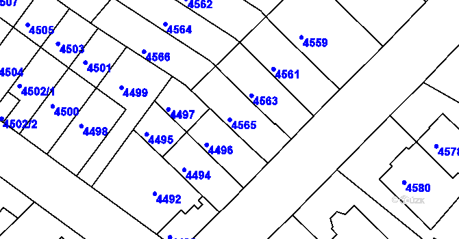 Parcela st. 4565 v KÚ Žabovřesky, Katastrální mapa