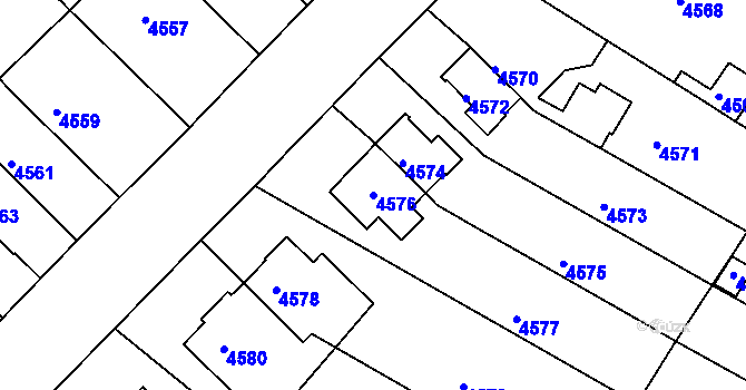 Parcela st. 4576 v KÚ Žabovřesky, Katastrální mapa