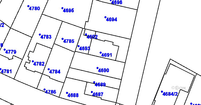 Parcela st. 4691 v KÚ Žabovřesky, Katastrální mapa