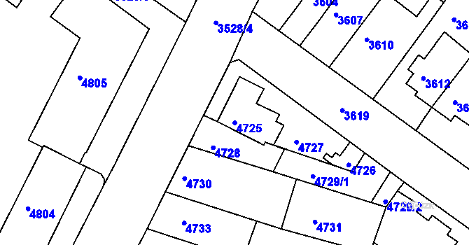 Parcela st. 4725 v KÚ Žabovřesky, Katastrální mapa
