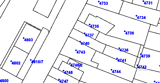 Parcela st. 4740 v KÚ Žabovřesky, Katastrální mapa