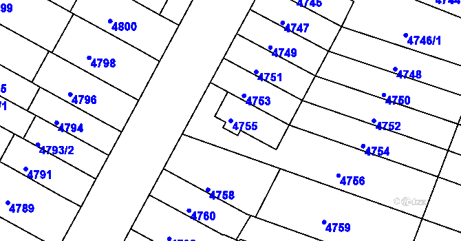 Parcela st. 4755 v KÚ Žabovřesky, Katastrální mapa