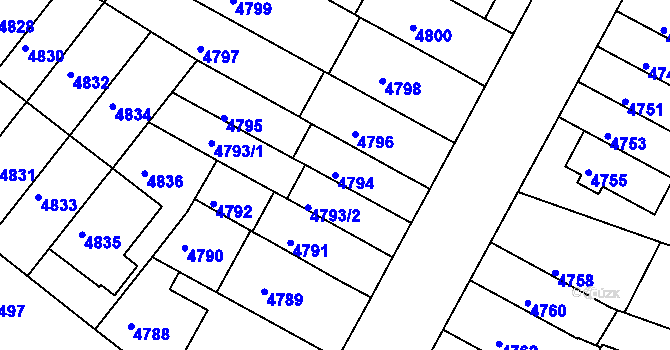 Parcela st. 4794 v KÚ Žabovřesky, Katastrální mapa