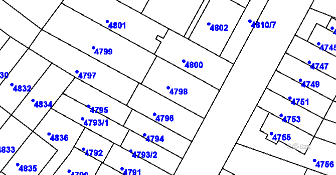 Parcela st. 4798 v KÚ Žabovřesky, Katastrální mapa