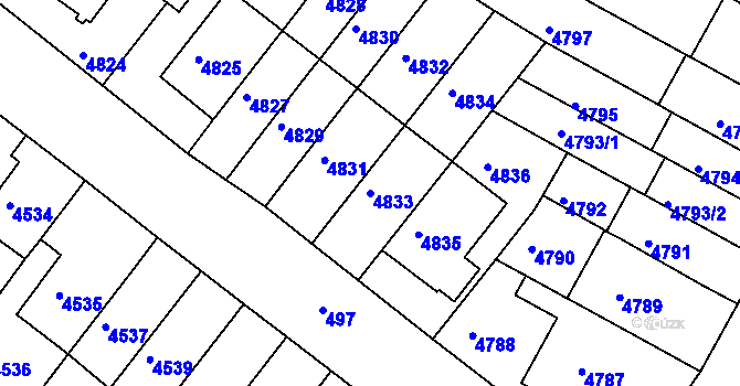 Parcela st. 4833 v KÚ Žabovřesky, Katastrální mapa
