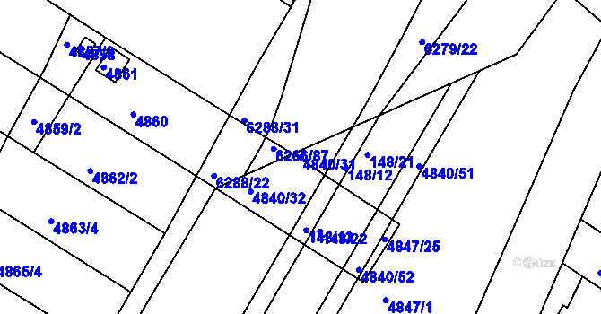 Parcela st. 4840/31 v KÚ Žabovřesky, Katastrální mapa