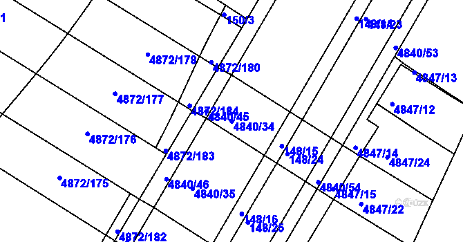 Parcela st. 4840/34 v KÚ Žabovřesky, Katastrální mapa