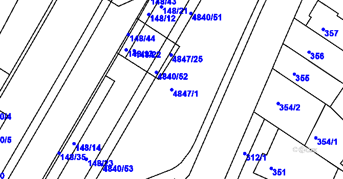 Parcela st. 4847/1 v KÚ Žabovřesky, Katastrální mapa