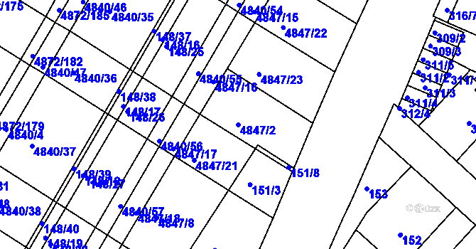 Parcela st. 4847/2 v KÚ Žabovřesky, Katastrální mapa