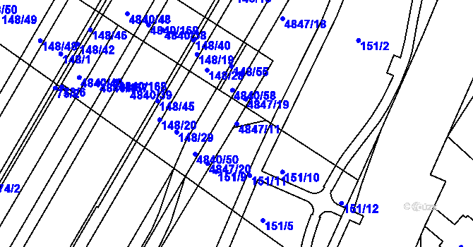 Parcela st. 4847/11 v KÚ Žabovřesky, Katastrální mapa