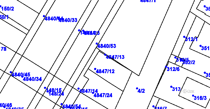 Parcela st. 4847/13 v KÚ Žabovřesky, Katastrální mapa