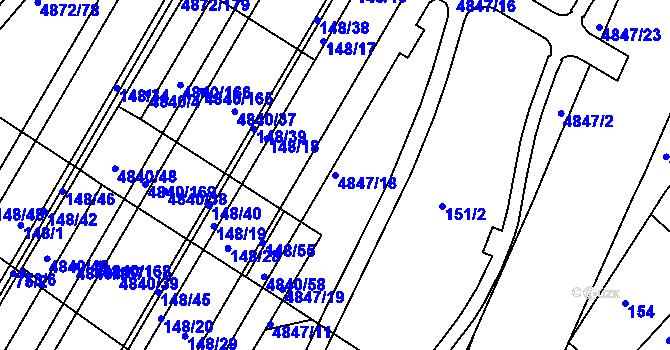 Parcela st. 4847/18 v KÚ Žabovřesky, Katastrální mapa
