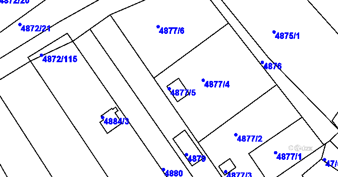 Parcela st. 4877/5 v KÚ Žabovřesky, Katastrální mapa