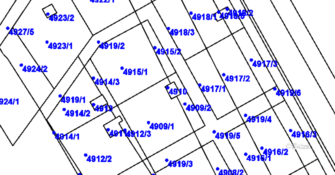 Parcela st. 4910 v KÚ Žabovřesky, Katastrální mapa