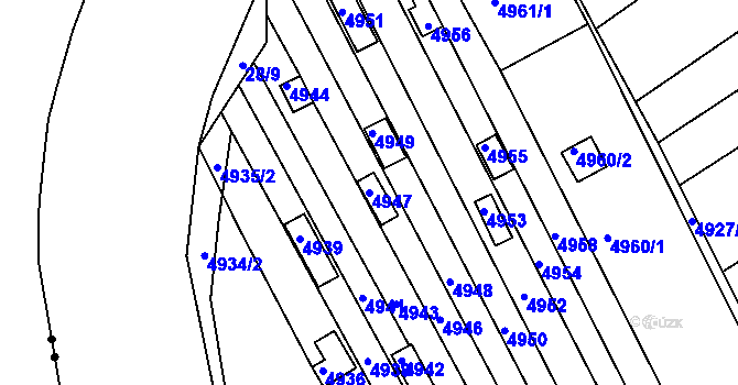 Parcela st. 4947 v KÚ Žabovřesky, Katastrální mapa