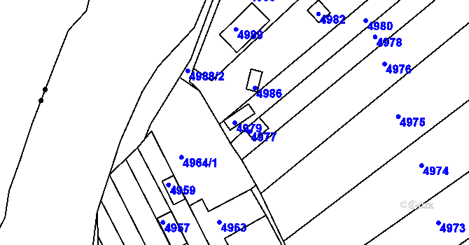 Parcela st. 4979 v KÚ Žabovřesky, Katastrální mapa