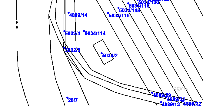 Parcela st. 5034/2 v KÚ Žabovřesky, Katastrální mapa