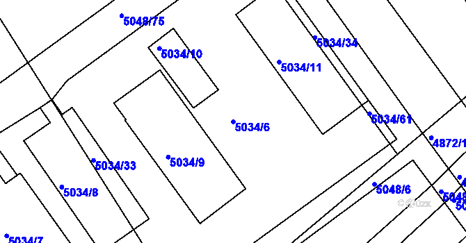 Parcela st. 5034/6 v KÚ Žabovřesky, Katastrální mapa