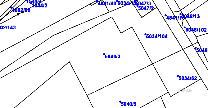 Parcela st. 5040/3 v KÚ Žabovřesky, Katastrální mapa