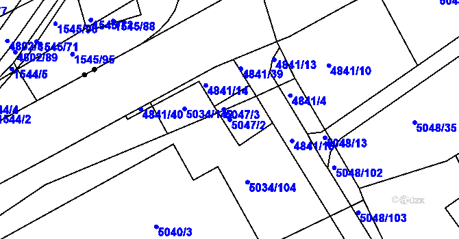 Parcela st. 5047/2 v KÚ Žabovřesky, Katastrální mapa