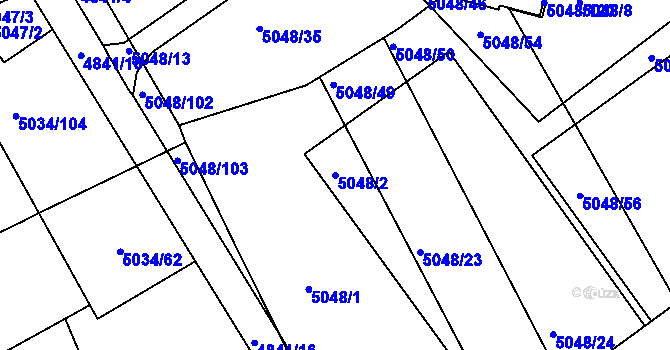 Parcela st. 5048/2 v KÚ Žabovřesky, Katastrální mapa
