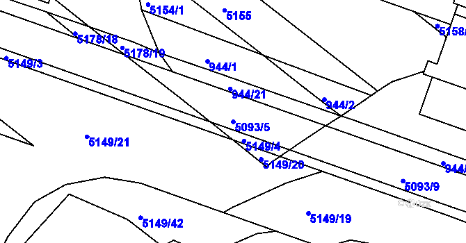 Parcela st. 5093/5 v KÚ Žabovřesky, Katastrální mapa
