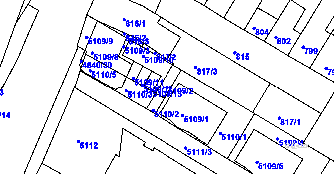 Parcela st. 5109/2 v KÚ Žabovřesky, Katastrální mapa