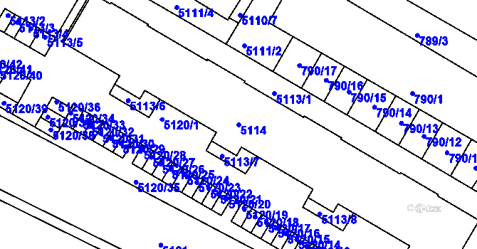Parcela st. 5114 v KÚ Žabovřesky, Katastrální mapa