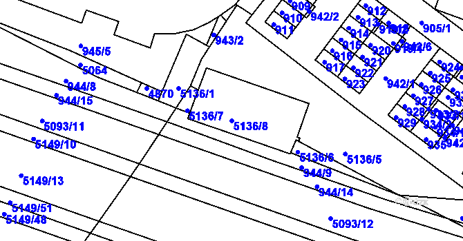 Parcela st. 5136/8 v KÚ Žabovřesky, Katastrální mapa