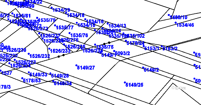 Parcela st. 5149/1 v KÚ Žabovřesky, Katastrální mapa
