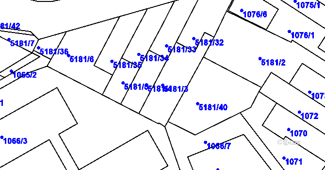 Parcela st. 5181/3 v KÚ Žabovřesky, Katastrální mapa