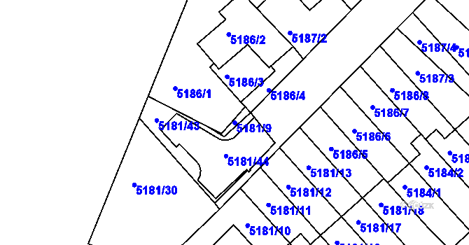 Parcela st. 5181/9 v KÚ Žabovřesky, Katastrální mapa