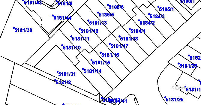 Parcela st. 5181/16 v KÚ Žabovřesky, Katastrální mapa