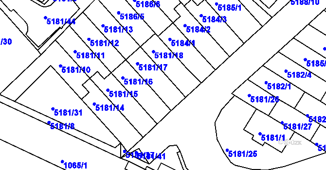 Parcela st. 5181/22 v KÚ Žabovřesky, Katastrální mapa