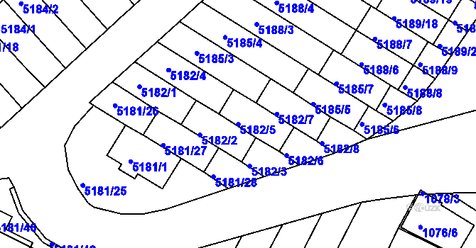 Parcela st. 5182/5 v KÚ Žabovřesky, Katastrální mapa