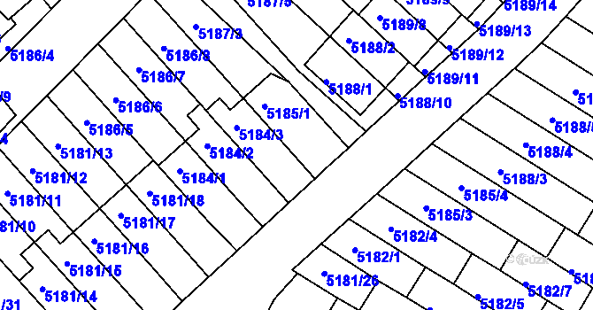 Parcela st. 5185/2 v KÚ Žabovřesky, Katastrální mapa