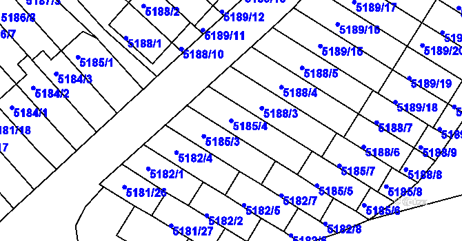 Parcela st. 5185/4 v KÚ Žabovřesky, Katastrální mapa