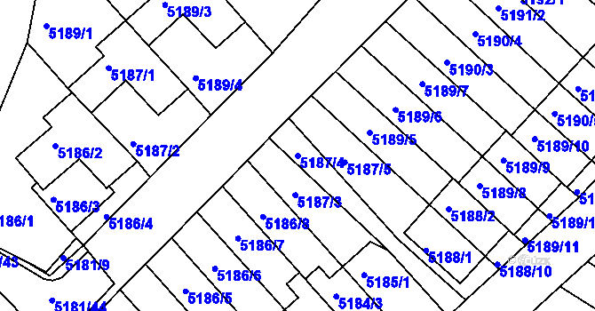 Parcela st. 5187/4 v KÚ Žabovřesky, Katastrální mapa