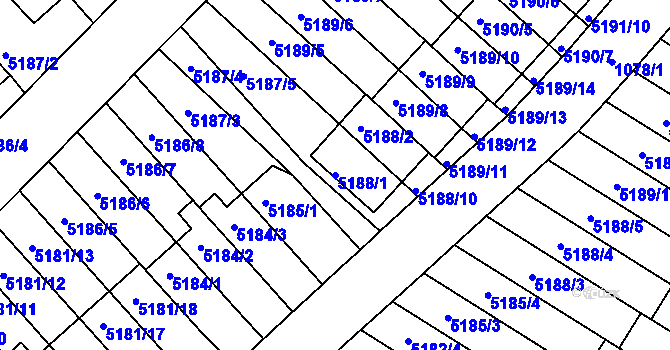 Parcela st. 5188/1 v KÚ Žabovřesky, Katastrální mapa