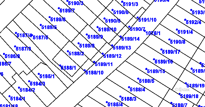 Parcela st. 5189/12 v KÚ Žabovřesky, Katastrální mapa